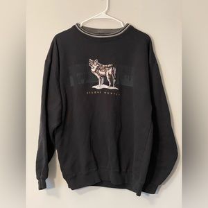 Black embroidered sweatshirt men’s large silent hunter wolf
